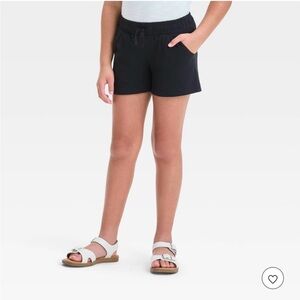 Girls' Pull-On Knit Shorts Elastic Waist Pockets Black Size M (8).